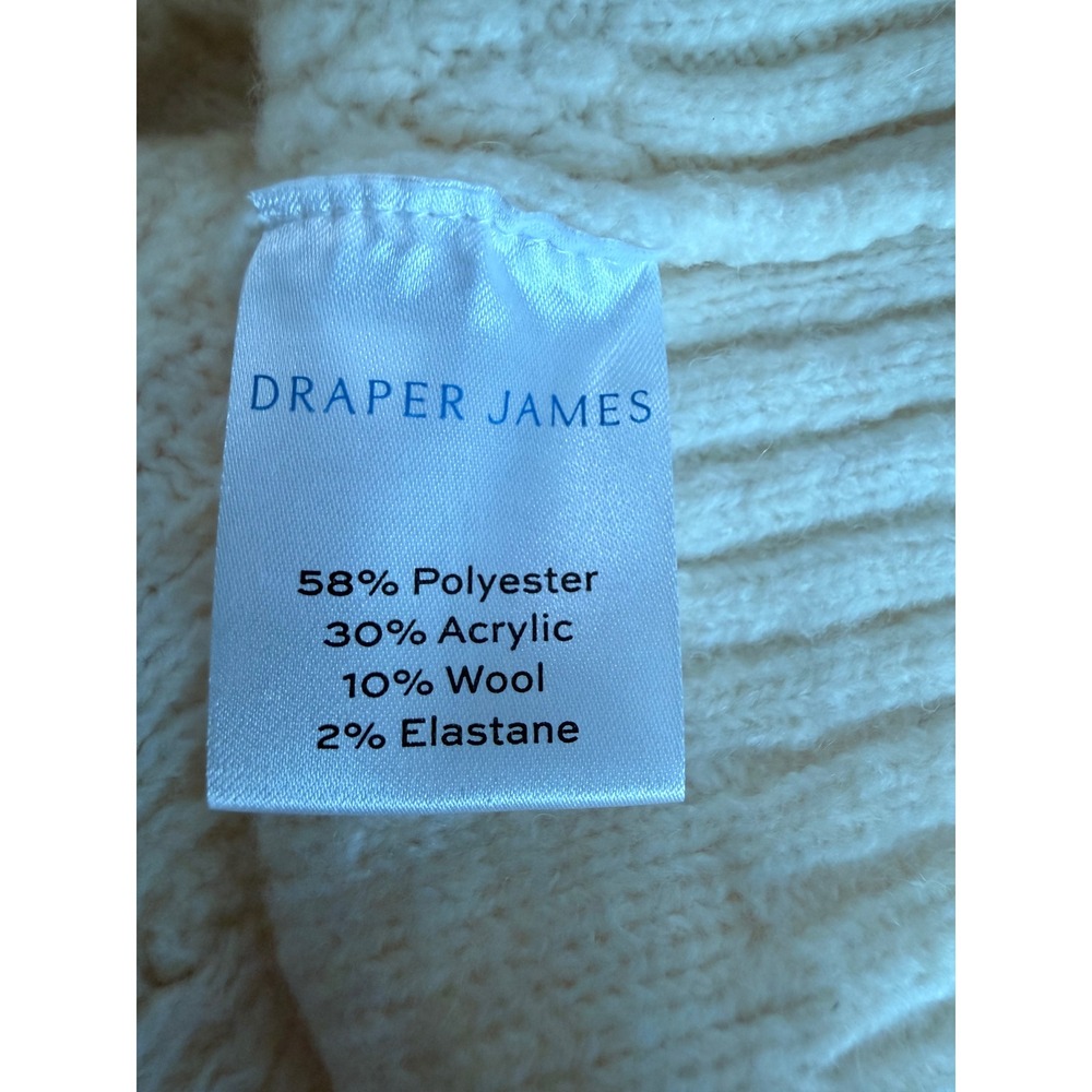 Draper James Ivory Cable Knit Cowl Neck Sweater Wool Blend Cream Womens Large - Picture 7 of 9